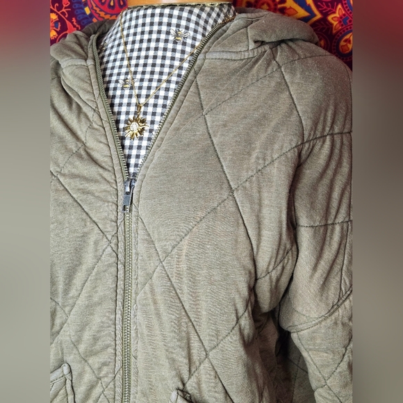 Quilted Olive Green Hooded Jacket - Picture 4 of 9